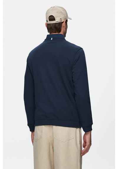 Ucla Suerte Lacivert Bisiklet Yaka Kauçuk Standard Fit Erkek Sweatshirt Lacivert