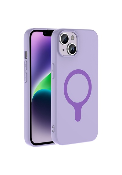 Maks Technology iPhone Uyumlu 13 Kılıf M-safe Şarj Özellikli Mkst Aris Silikon Kapak - Lila