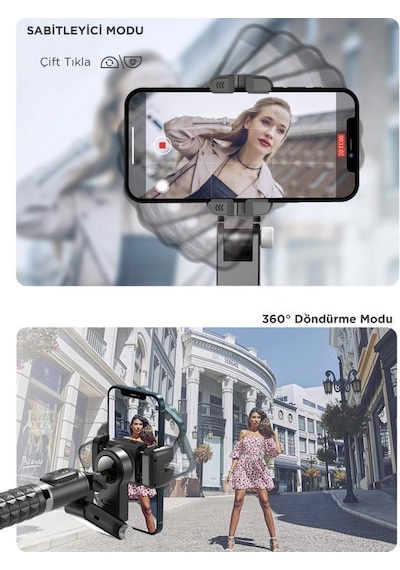 Q18 Siyah Gimball Led Işıklı Kumandalı Çok Amaçlı Tripod Selfie Çubuğu