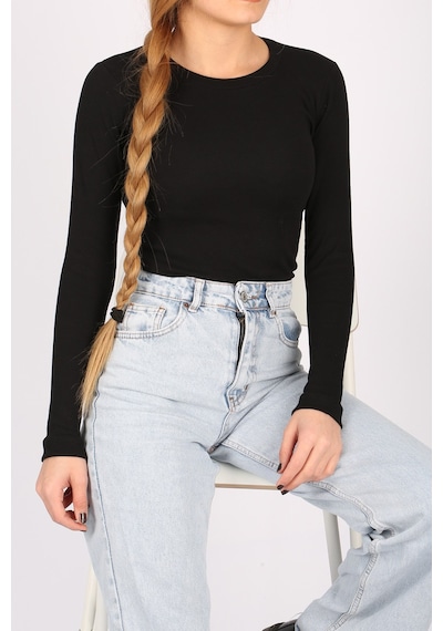 Madmext Mad Girls Siyah Fitilli Bodysuit Mg1292-siyah Siyah