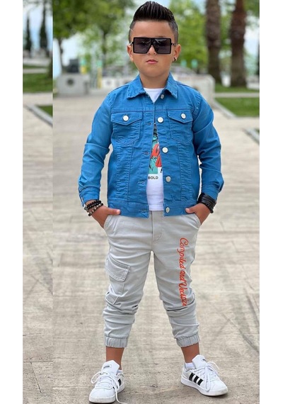 Riccotarz Erkek Çocuk Kaplan Detaylı T-shirt Sırt Baskılı Mavi Jean Ceket Kargo Cepli Alt Üst Takım Mavi Riccotarz Erkek Çocuk Kaplan Detaylı T-shirt Sırt Baskılı Mavi Jean Ceket Kargo Cepli Alt Üst Takım Mavi