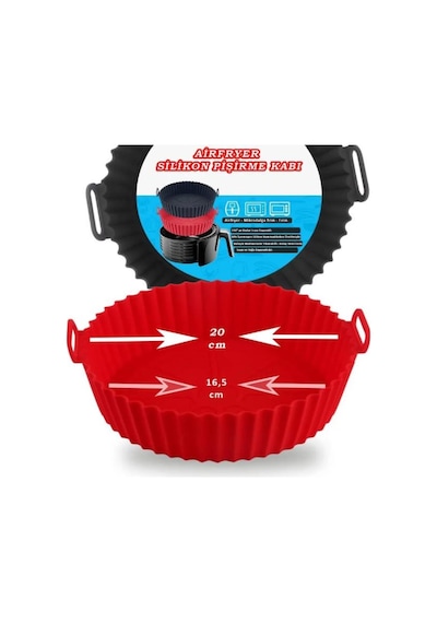 2 Parça Pratik Silikon Airfryer Pişirme Kağıdı Siyah/kırmızı Yonca Fırın Mikrodalga Kalıbı Hh Siliko Diğer