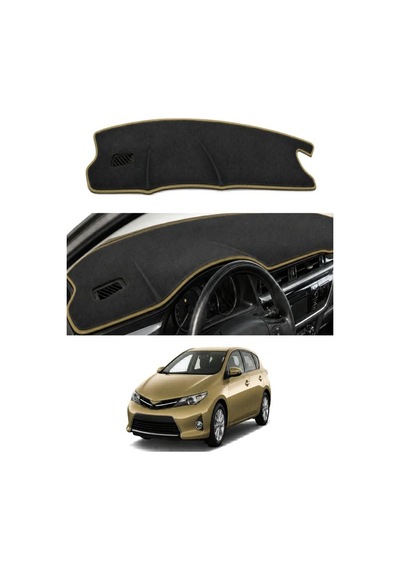 Toyota - Auris 2012-2018 Uyumlu Torpido Koruma Kılıfı - Taba Şeritli