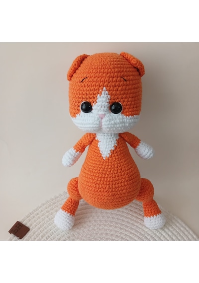 Turuncu Beyaz Amigurumi Kedi 0211 - Turuncu
