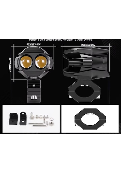 Motosiklet Sis Led Beyaz Ve Sarı Işık 2 Adet Led, 1 Adet Anahtar