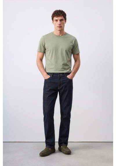 Erkek Regular Fit Normal Kesim %100 Pamuk Lacivert Jean Pantolon Lacivert
