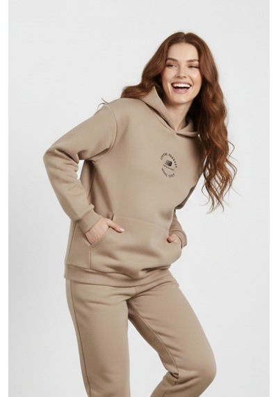 New Balance Bej Kadın Hoodie Kapşonlu Sweatshirt Unc3347-trd