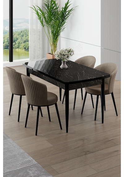 Canisa Asfel Serisi Mdf 77x130 Siyah Mermer Desen Yandan Açılabilir Mutfak Masa Takımı 4 Cappucino Sandalye Siyah Mermer Masa Cappucino Sandalye Canisa Asfel Serisi Mdf 77x130 Siyah Mermer Desen Yandan Açılabilir Mutfak Masa Takımı 4 Cappucino Sandalye Siyah Mermer Masa Cappucino Sandalye
