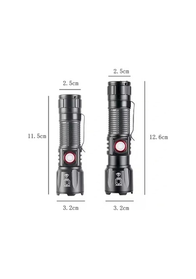 Ws-2828 Ultra Usb Şarjlı Polis El Feneri, Bekçi, Asker El Feneri Kırmızı Mavi Çakarlı 1000 Lümen Bx40