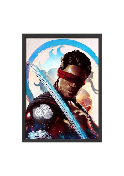 Mortal Kombat Siyah Ahşap Çerçeveli Poster, Dekoratif Oyun Duvar Tablosu