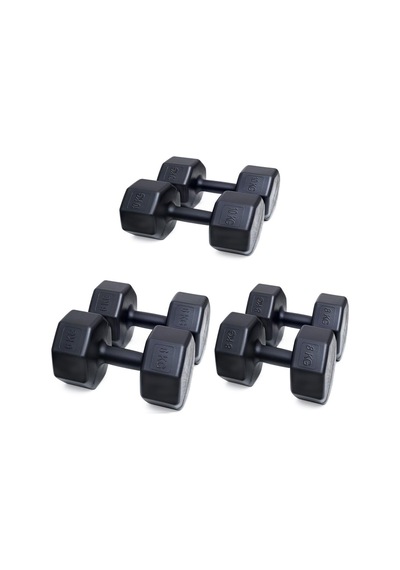 Besinistanbul Ps Spor 3 Çift Dambıl Set 6 Kg + 8 Kg + 10 Kg + Stand Siyah