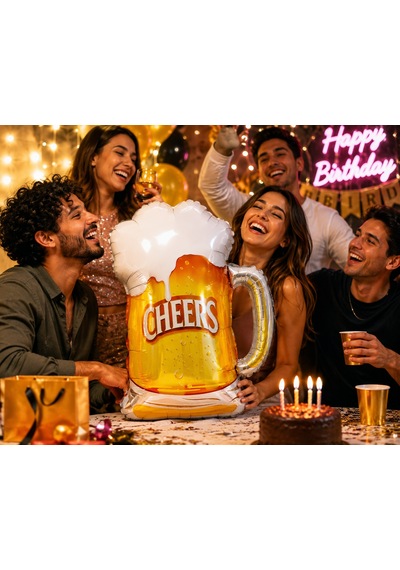 Folyo Balon Cheers Bira Bardağı 70x56 Cm Yılbaşı Parti Süsü Dekor Eğlence Balonu Çok Renkli