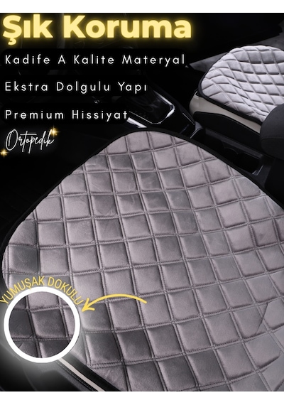 Toyota Corolla Se Hatchback Uyumlu 2'li Süet Oto Koltuk Minderi Universal Oto Aksesuar A3 Gri