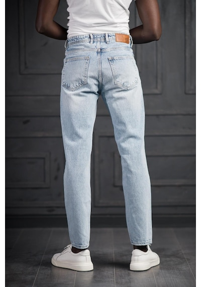 Fbi Fbı Pamuklu Taş Yıkama Baggy Geniş Paça Jean Pantolon Buz Mavi