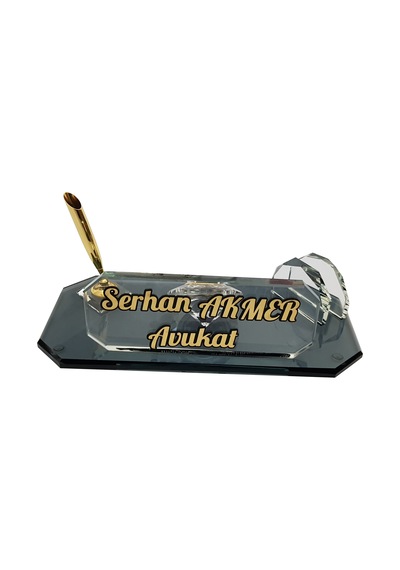 Kristal Masa İsimliği Kalemli Ofis Hediyesi M214 FÜME-GOLD