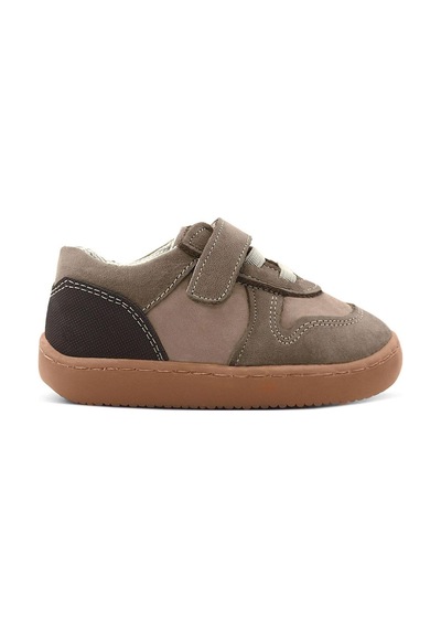 Rakerplus Bob Hakiki Deri Kum Krem Barefoot Cırtlı Lastikli Bebek Sneaker Ayakkabı Kum