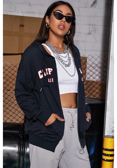 Mad Girls Lacivert Kapüşonlu Sweatshirt Mg804