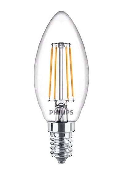 Philips LED Classic Şeffaf Filament Mum Ampul 4.3W 470 Lum 2700K Sarı Işık B35 E14 (40W) 2'li Paket