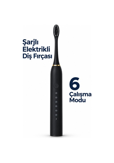 Siyah Şarjlı Elektrikli Diş Fırçası 6 Modlu 25729137