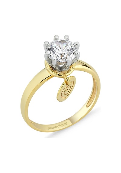 Altın Tektaş Yüzük 1,00 Karat Zirconia Sevgililer Günü 325292130