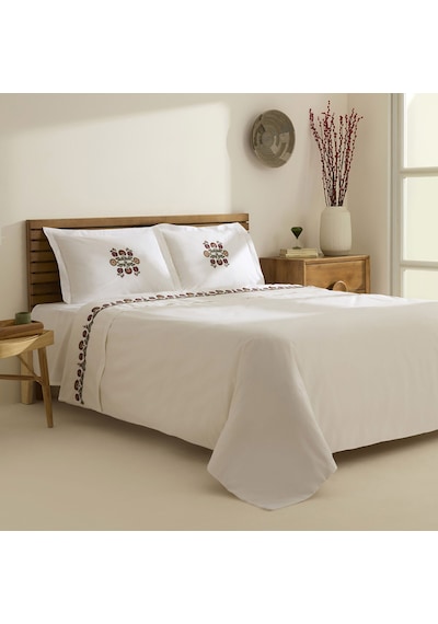 Karaca Home Nubea Nakışlı Çift Kişilik Nevresim Takımı Beyaz Beyaz