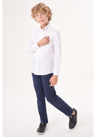 Bisse Beyaz Regular Fit Pamuk Düğmeli Yaka Çocuk Gömlek Gm23y231162 D01