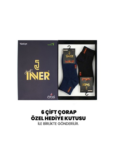 Just Inner Erkek 6 Lı Viskon Çorap Kışlık Termal Patik Esnek Ve Konforlu 12200 Renkli