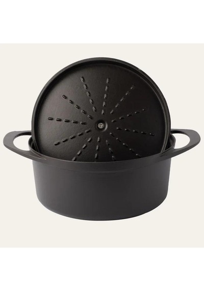 Sürel Potart 24 Cm Yuvarlak Döküm Tencere Mat Siyah Siyah