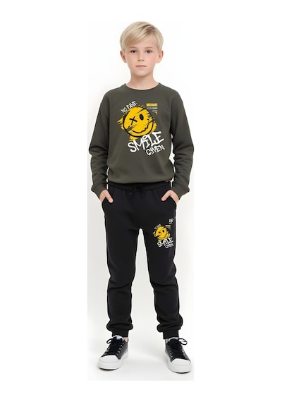 Fyk Kids 3'lü Erkek Çocuk Baskılı Yuvarlak Yaka Alt-üst Pijama Takımı Haki Yeşil