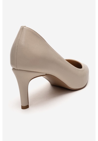 Luvishoes Velmıra Ekru Cilt Kadın Topuklu Ayakkabı