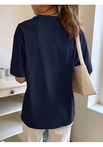 Unisex Good Days Baskılı Tasarım Tshirt Lacivert