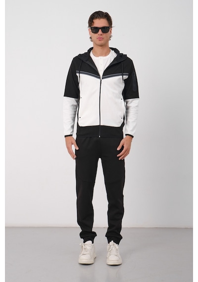 Dechers Erkek Siyah Tech Fleece Double Face Kapüşonlu Fermuarlı Eşofman Takımı - E228 Beyaz Dechers Erkek Siyah Tech Fleece Double Face Kapüşonlu Fermuarlı Eşofman Takımı - E228 Beyaz