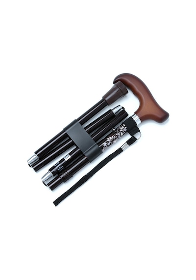 606saw Taşlı Katlanır Baston 9032-4 Siyah Desenli