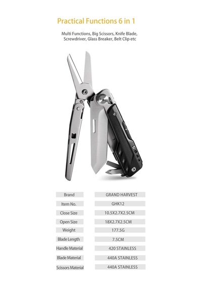 Grand Kamp Harvest Ghk12 Eagle Multi Tool Siyah