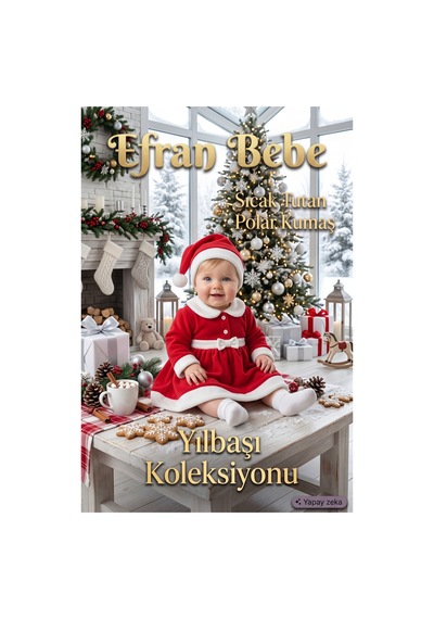 Efran Bebe Kız Bebek Yılbaşı Kostümü, Şapkalı Kırmızı Noel Baba Bebek Elbisesi Seti