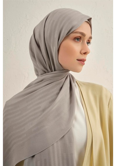 Armine Lyocell Viscon Stripes Desenli Şal 2 Gri
