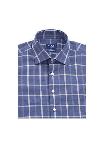 Giant Modern Fit Kareli Uzun Kol Erkek Gömlek - Minimalist Stil Lacivert