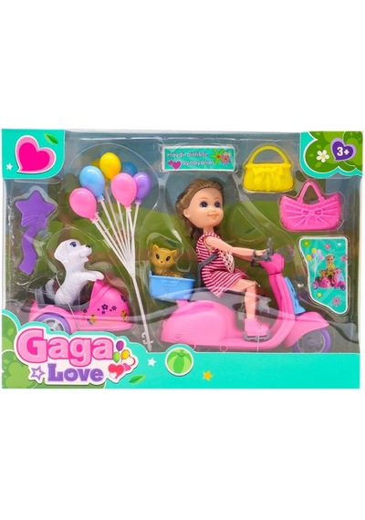 Gaga Love ve Köpeği Motosiklet Gezisi Pembe