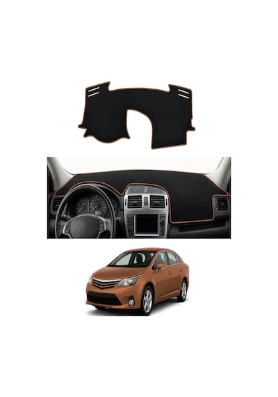 Toyota - Avensis 2008-2015 Uyumlu Torpido Koruma Kılıfı - Kahverengi Şeritli