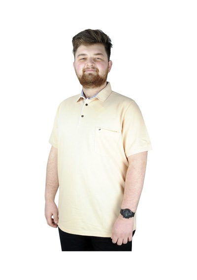 Mode Xl Battal Beden Erkek Tshirt Polo Yaka Cepli Klasik Pike 20552 Bej 001