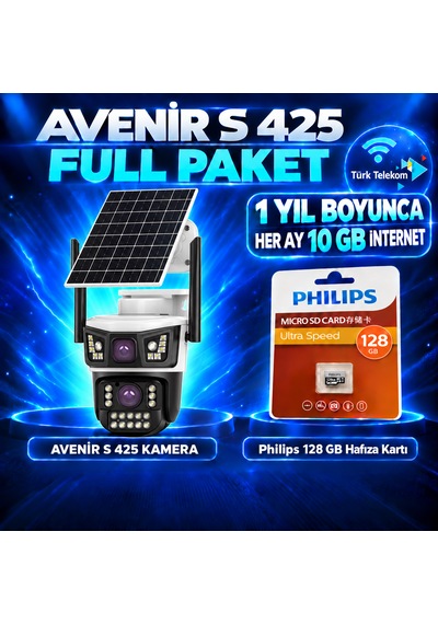 Avenir S425 Solar 4g Kamera Full Paket 128 Gb Hafıza Kartı Ve 1 Yıl Boyunca Her Ay 10 Gb Türk Telekom İnternet