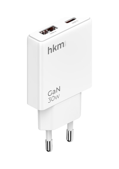 Extra Slim Gan 30W Usb-A Ve Type-C Çift Portlu Hızlı Şarj Aleti Ultra Ince Güç Adaptörü Beyaz