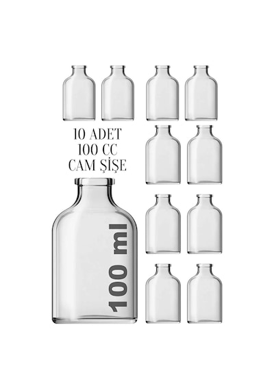 10 Adet 100 Ml Düğün, Kına, Nişan, Kolonya, Koku, Hediyelik Şişesi Kapaklı 100 Cc Cam Şişe Bey Beyaz