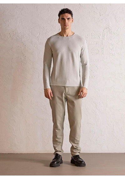 Gmg Fırenze Ekru Erkek Bisiklet Yaka Slim Fit Kazak Gu25mfw04028 Taş