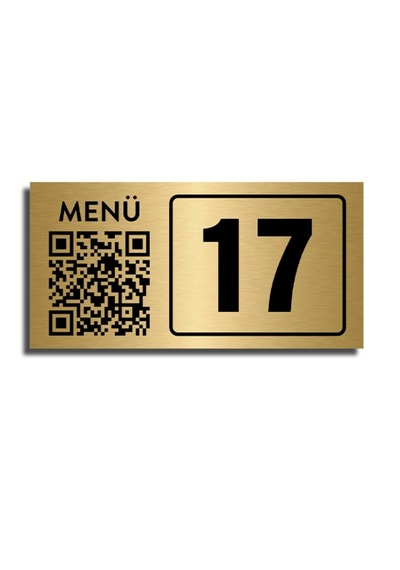 Qr Kod Menülü Gold Masa Numarası - Kişiye Özel Baskılı Masa Numaratörü 1-20 Arası 10x5 Cm
