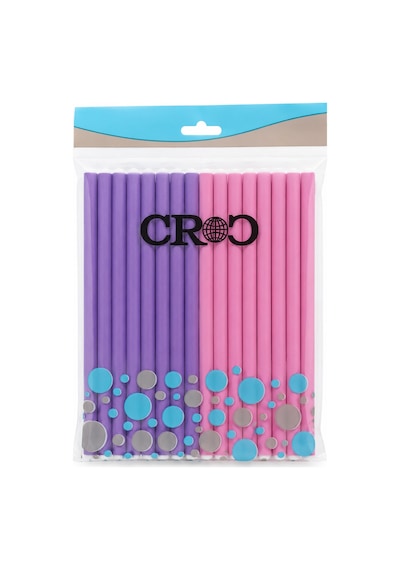 Croc 1252 Sosis Bigudi Seti 12li Isısız Esnek Saç Şekillendirici Doğal Dalga Ve Bukle İçin Latex Köpük Bigudi Boy:22cm Mor