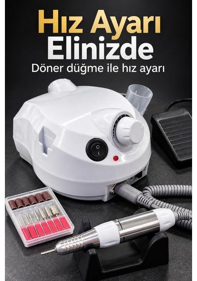 Tırnak Şekillendirme Cihazı Değiştirilebilir Uçlu Elektrikli Törpü Seti - Lisinya Beyaz