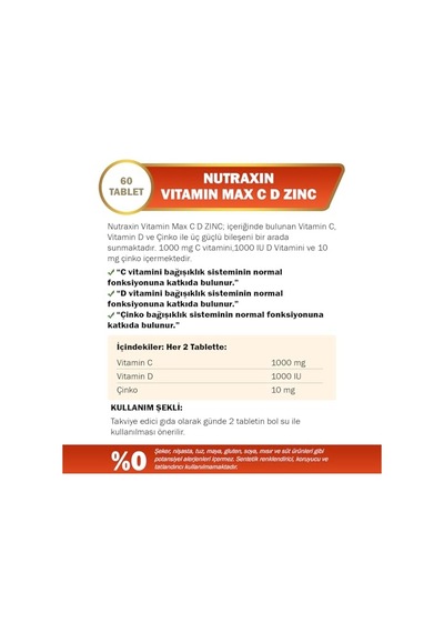 Nutraxin Vitamin Max C-d-zinc 60 Tablet