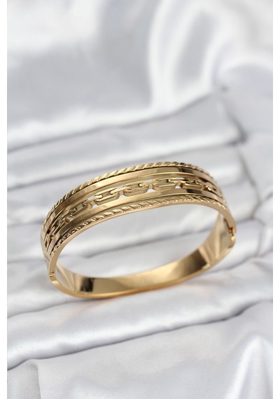 316l Çelik Gold Renk Vintage Model Kadın Kelepçe Bileklik - Çok Renkli