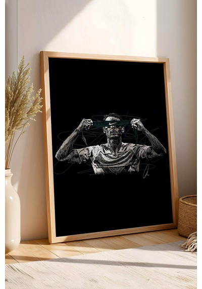 Rafael Nadal Portre Çerçeveli Tablo Tenis - Estetik Poster